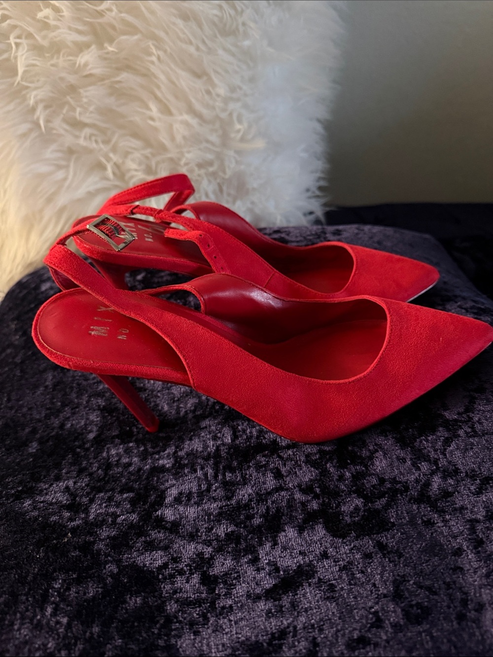 Mix No. 6 Red Pointed-Toe Slingback Stiletto Heels